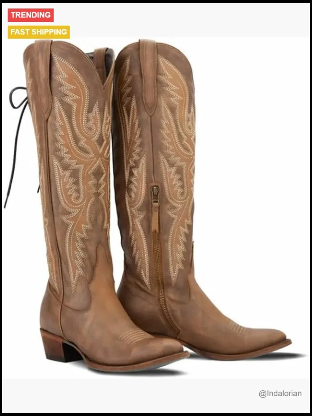 Over the Knee Cowboy Boots for Women Adjustable Thigh High Cowgirl Boots Faux